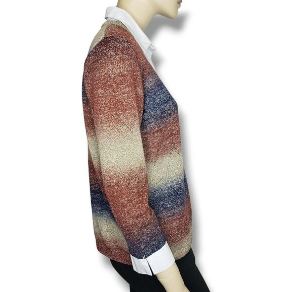 Alfred Dunner Knit Sweater Womens Small Collared‎ Pullover Striped - Picture 3 of 8